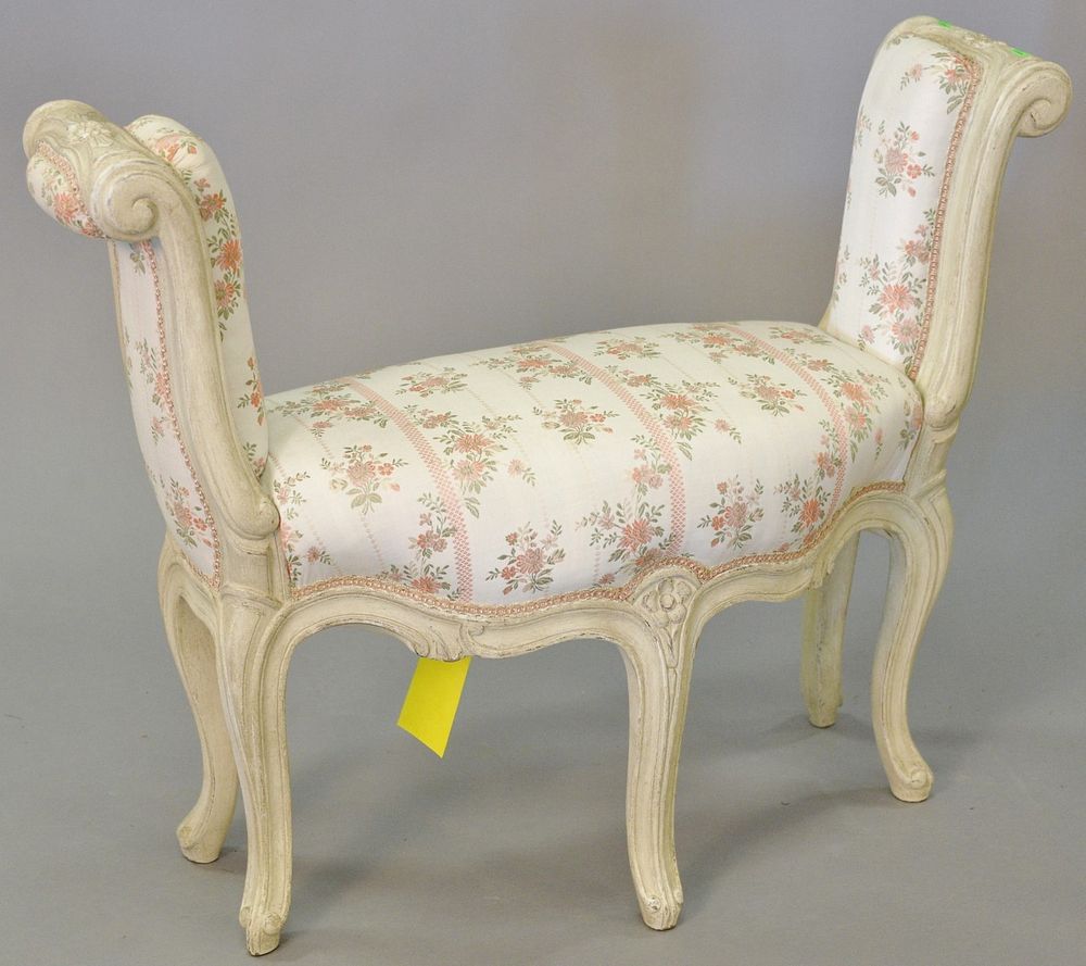 Appraisal: Louis XV style upholstered window bench ht lg Provenance Estate