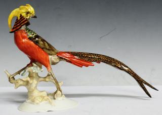 Appraisal: Hutschenreuther Selb Porcelain Golden Pheasant The large standing bird impressed