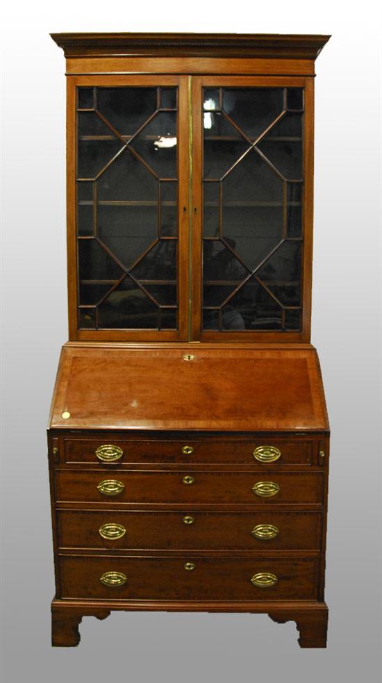 Appraisal: GEORGE III MAHOGANY INLAID SECRETARY BOOKCASE height inches width inches