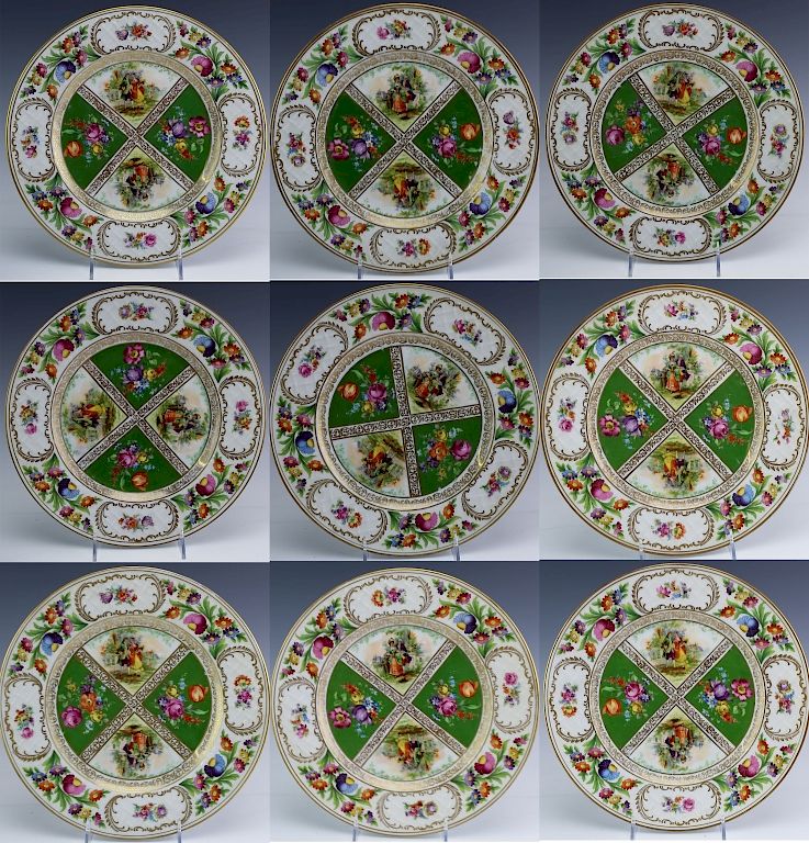 Appraisal: Set Schumann Bavaria Floral Gilt Dinner Plates Set of Schumann