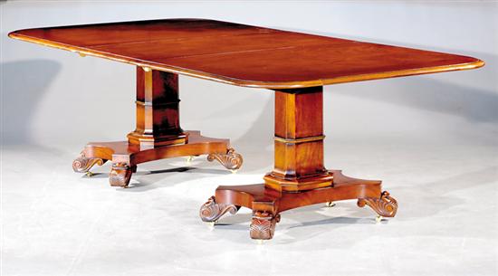 Appraisal: Regency style mahogany banquet table rectangular top with molded edge