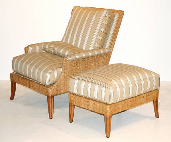 Appraisal: An Orlando Diaz-Azcuy 'Umbria' lounge chair together with ottoman McGuire