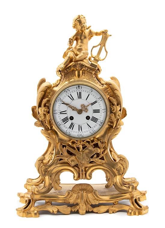 Appraisal: A Regence Style Gilt Bronze Shelf Clock Height x width