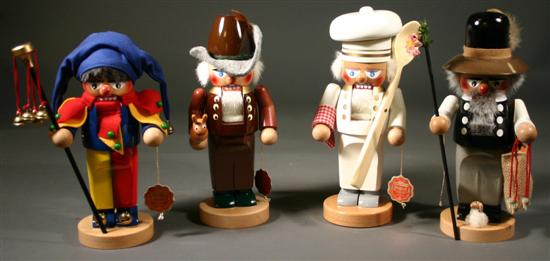 Appraisal: Four Steinbach nutcrackers - Chef Jester hunter shepherd Germany Carved