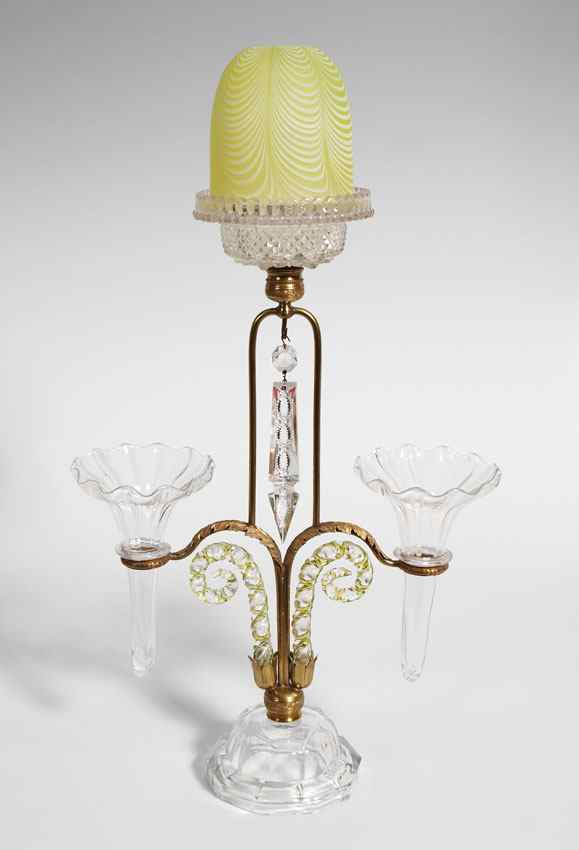 Appraisal: CLARKE CRICKLITE FAIRY LAMP EPERGNE At the top is the