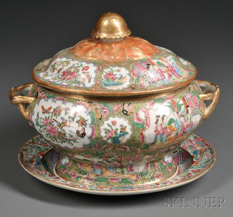 Appraisal: Rose Medallion Porcelain Tureen with an Undertray China mid- th