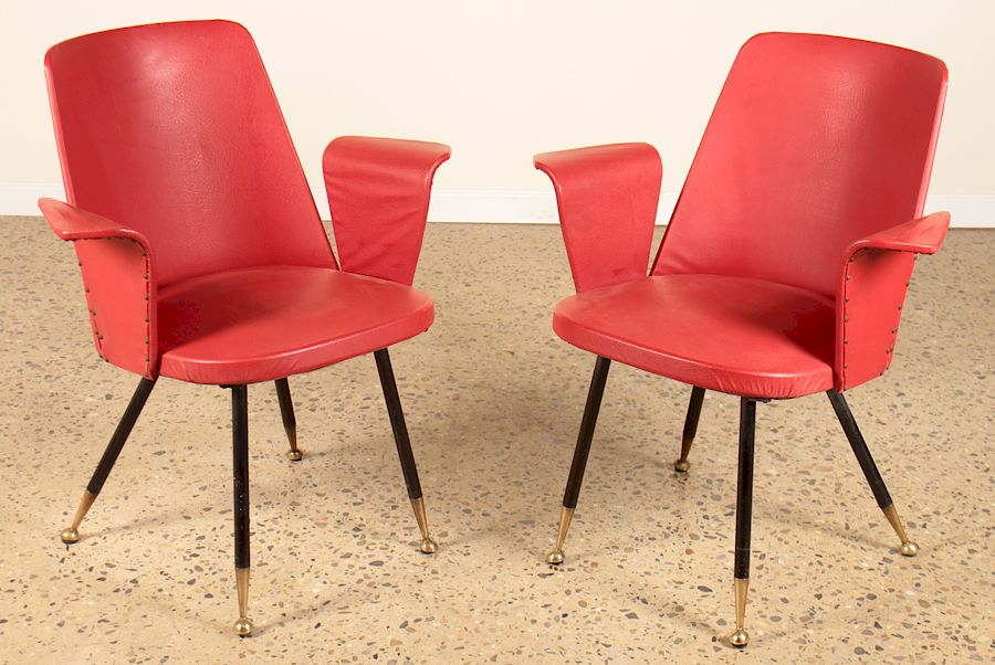 Appraisal: PAIR ITALIAN MID CENTURY MODERN ARM CHAIRS C A pair