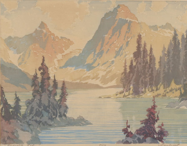 Appraisal: Barbara Leighton Barleigh Canadian - Emerald Lake Color wood cut