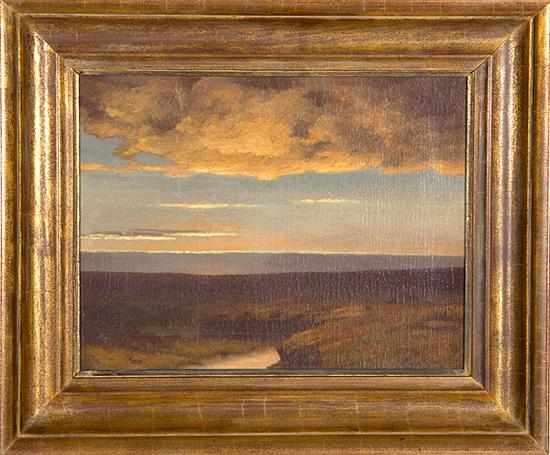 Appraisal: American school late th early th century SUNSET oil on