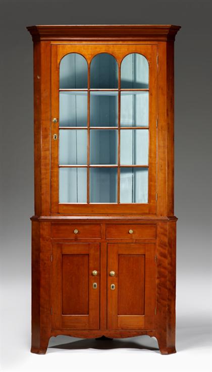 Appraisal: Federal cherry corner cupboard late th early th century In