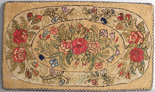 Appraisal: American hooked floral rug x