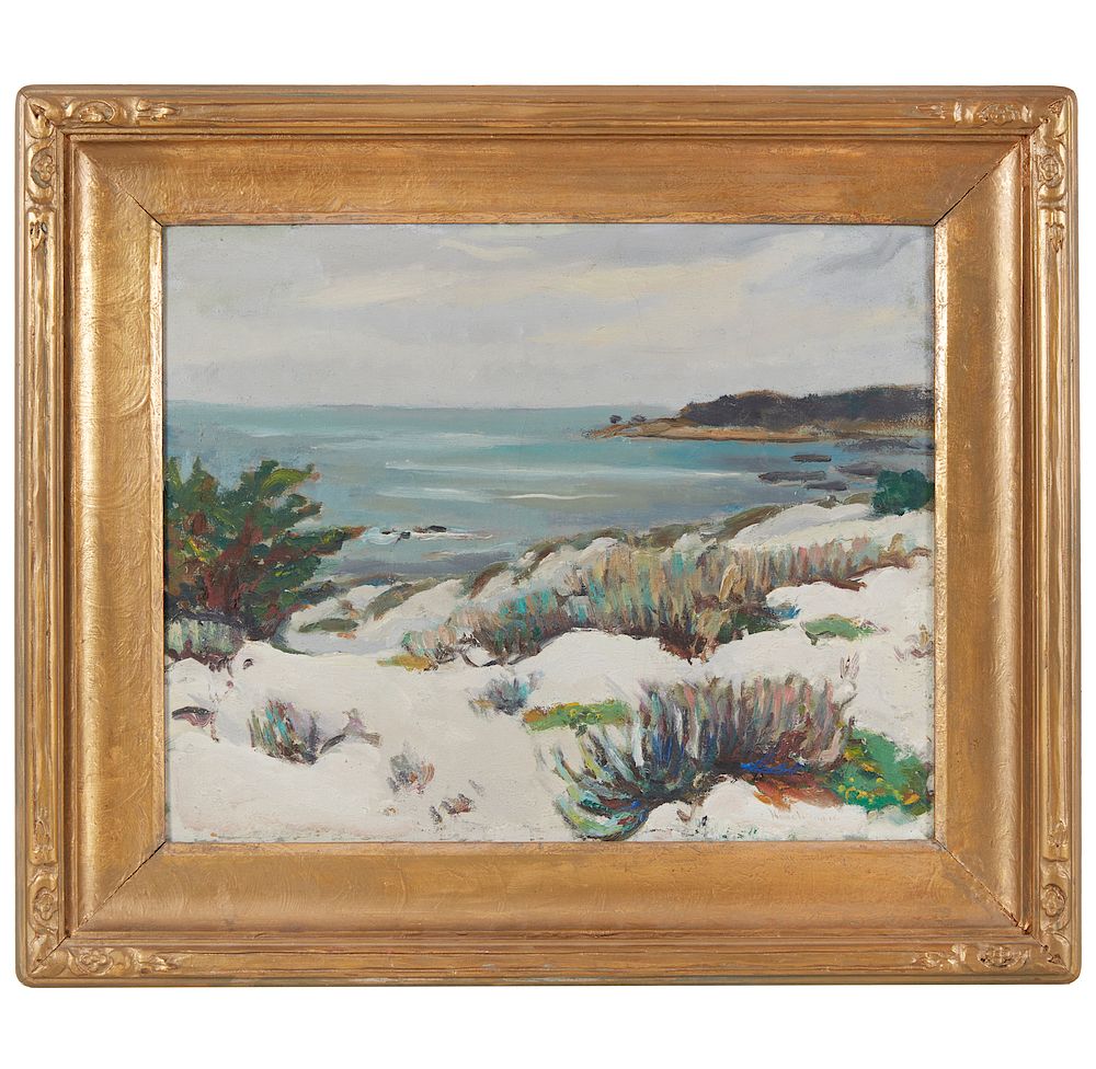 Appraisal: John Hinchman - Painting Gray Day Carmel Framed John Hinchman