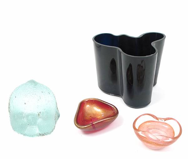 Appraisal: A grouping of contemporary glass articles comprising two Alvar Aalto