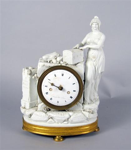 Appraisal: Good Empire bisque and gilt bronze mounted mantle clock circa