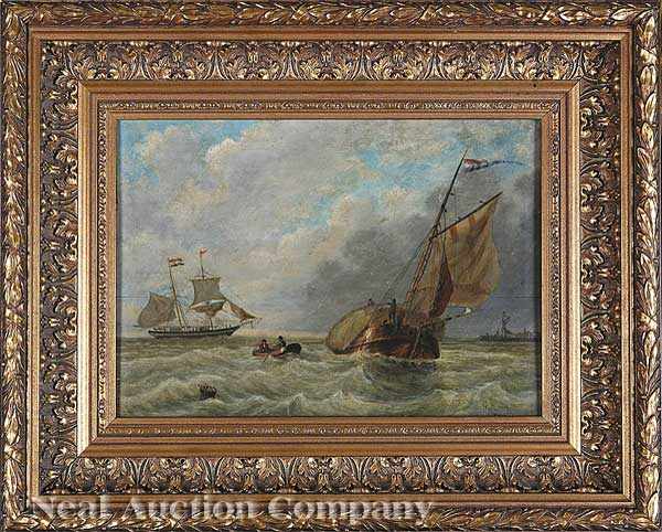 Appraisal: French School early th c Seascape oil on beveled wood