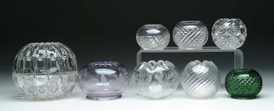 Appraisal: EIGHT ROSE BOWLS Lot consists of seven clear crystal pressed