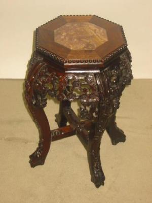 Appraisal: AN ORIENTAL PADOUK WOOD STAND the octagonal top with beaded