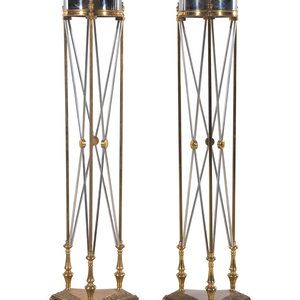 Appraisal: A Pair of Silvered and Gilt Brass Jardini re Stands