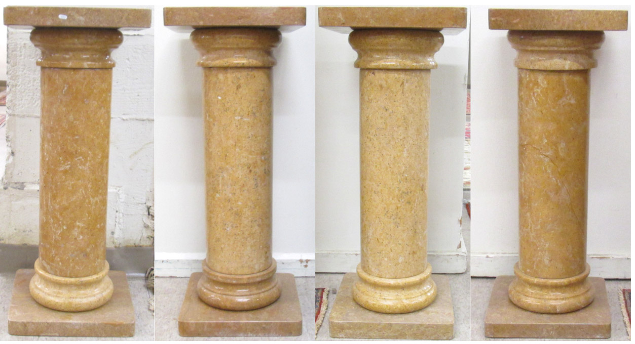 Appraisal: A SET OF FOUR ITALIAN CHIARO CLASSICO MARBLE PEDESTALS each