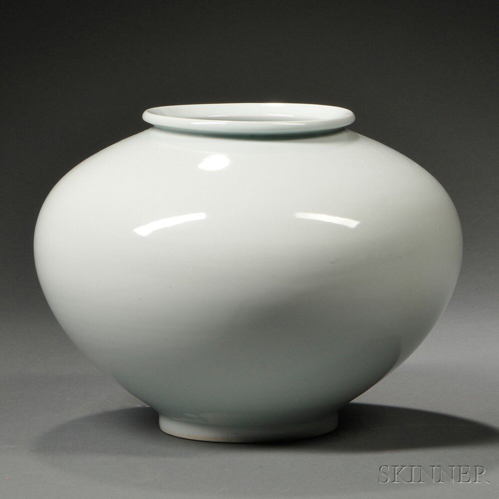 Appraisal: Contemporary White-glazed Jar Korea ovoid with a short neck and