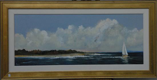 Appraisal: GRABOWSKI JAMES OIL ON CANVAS Coastal seascape with sailboat Monogrammed