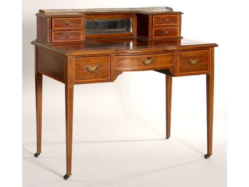 Appraisal: Edwardian Writing Desk ca mahogany veneers inlaid with light and