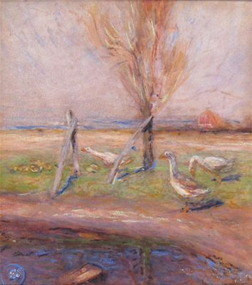 Appraisal: Edward Stott - A family of ducks by a pool