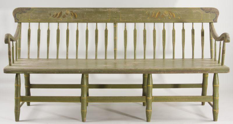 Appraisal: Painted Deacon's Bench PA th c green painted surface with