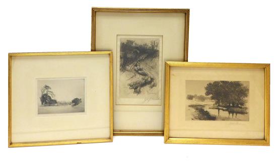 Appraisal: Three late th early th C etchings of landscapes John