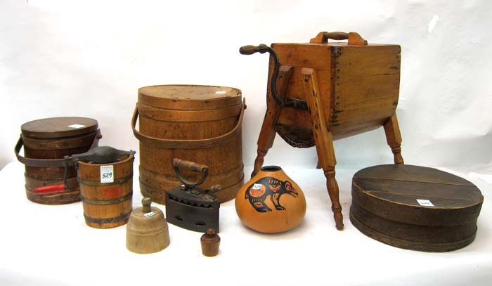 Appraisal: A GROUP OF NINE AMERICAN KITCHEN COLLECTIBLES th century churn