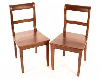 Appraisal: A pair of mahogany chairs with solid seats on square