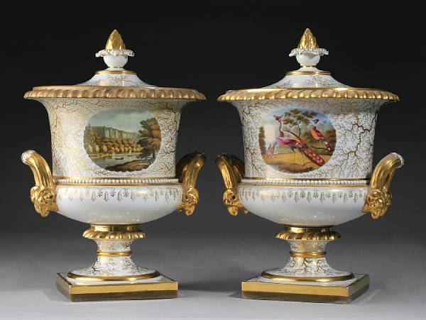 Appraisal: Two Flight Barr and Barr Worcester porcelain covered urns first