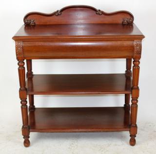 Appraisal: Mahogany -tier server with drawer h x w x d