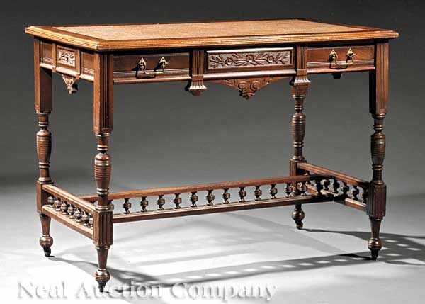 Appraisal: An American Aesthetic Carved Cherrywood Writing Table late th c