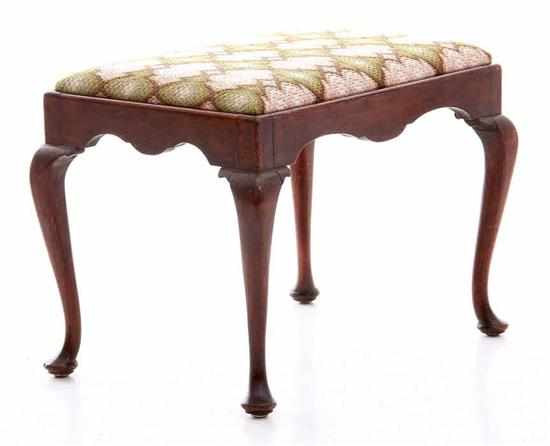 Appraisal: Queen Anne style mahogany footstool late th century rectangular slip