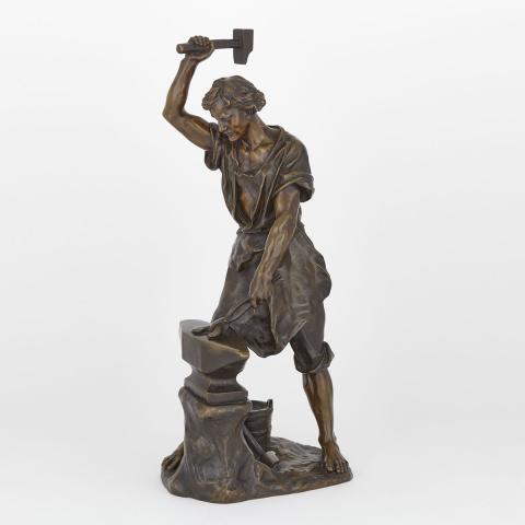 Appraisal: douard Drouot French - BLACKSMITH AT HIS ANVIL patinated bronze