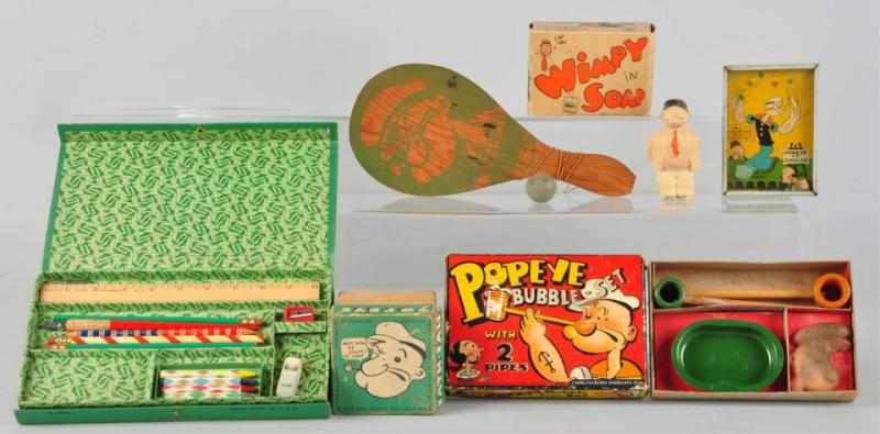 Appraisal: Lot of Vintage Popeye Memorabilia Items Includes paddle ball set