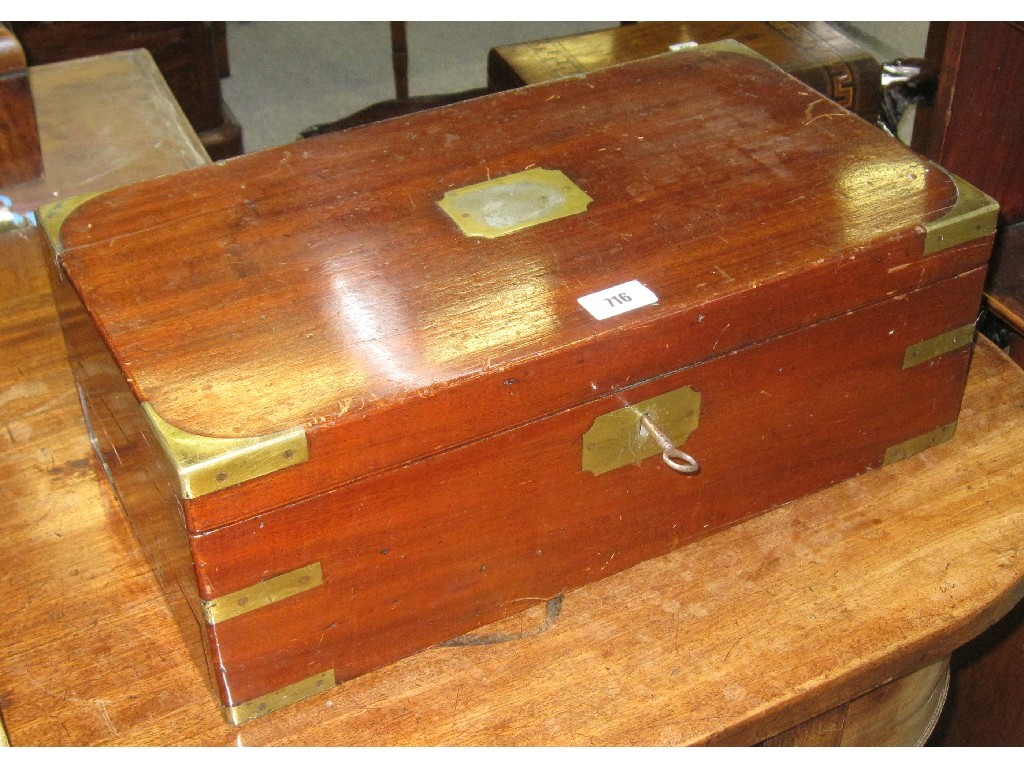 Appraisal: Mahogany brass bound writing box