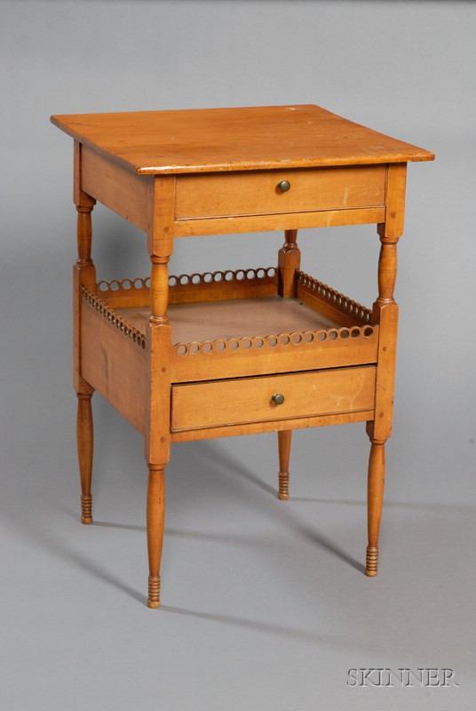 Appraisal: Maple and Pine Two-drawer Stand possibly New Hampshire c refinished