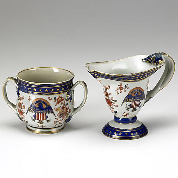 Appraisal: SAMSONArmorial sugar and creamer eagle with stars and stripes th