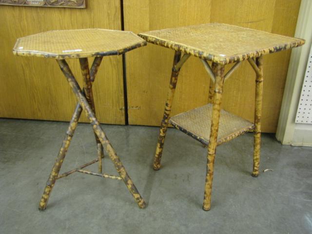 Appraisal: Two Vintage Bamboo Side Tables both approximately '' high one