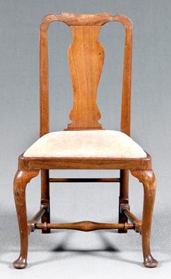 Appraisal: Queen Anne walnut side chair vasiform splat cabriole legs paw