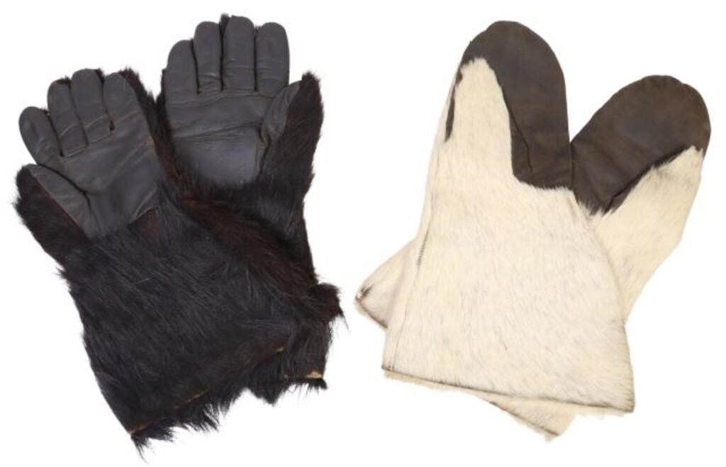 Appraisal: pair Arctic type gloves pair black fur on hide leather