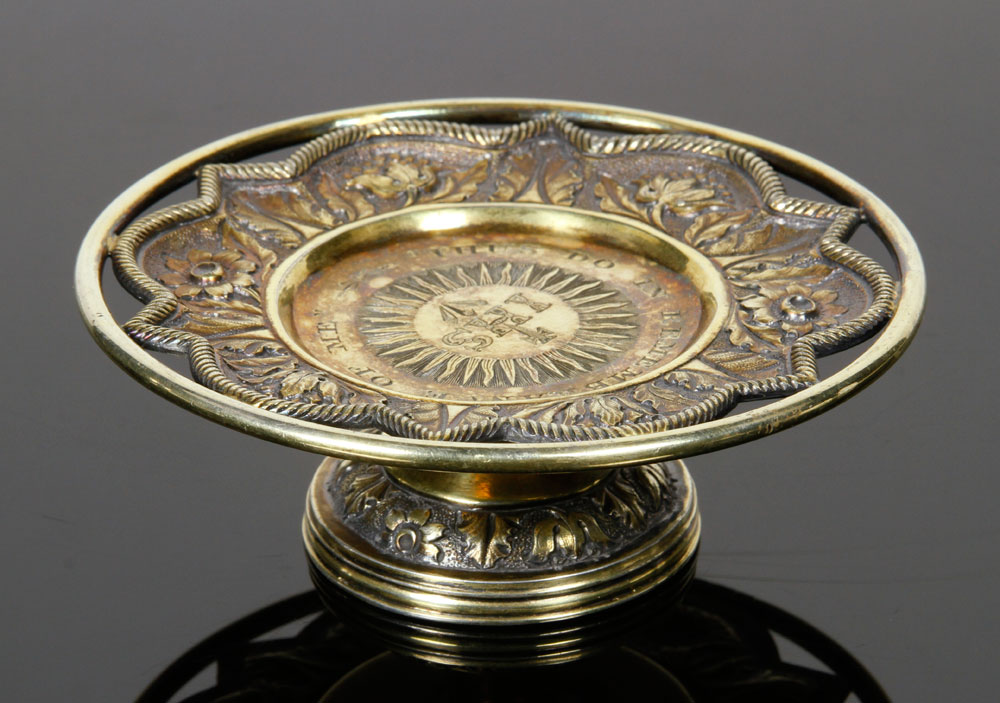 Appraisal: - English Sterling Communion English communion sterling paten inscribed Thus