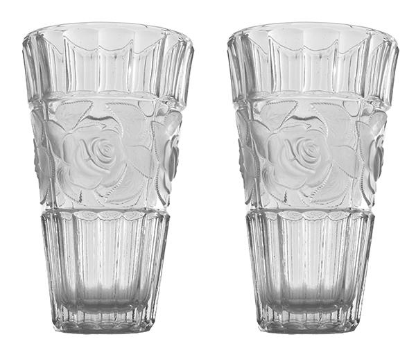 Appraisal: A PAIR OF EARLY TWENTIETH CENTURY PRESSED GLASS VASES each