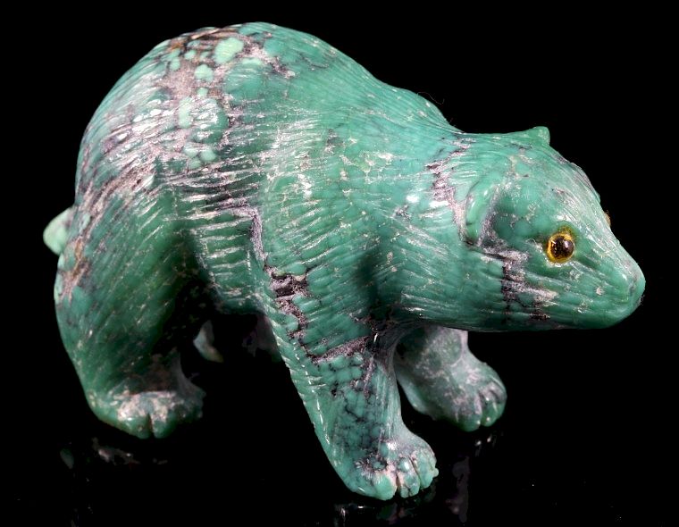 Appraisal: Carved Carico Lake Turquoise Bear Fetish Featured in this lot