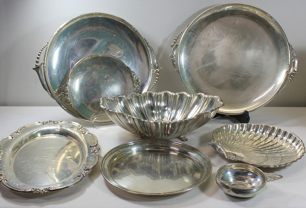 Appraisal: STERLING Miscellaneous Sterling Hollow Ware Includes a round sterling serving