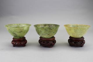 Appraisal: Chinese Jade Cups on Stand Chinese Jade Cups on Stand