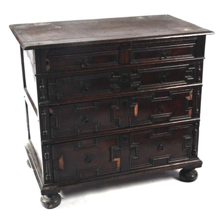 Appraisal: A late th century Charles II oak chest the later