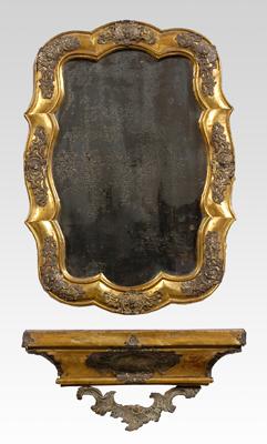 Appraisal: Continental mirror and bracket mirror with applied gilt brass mounts